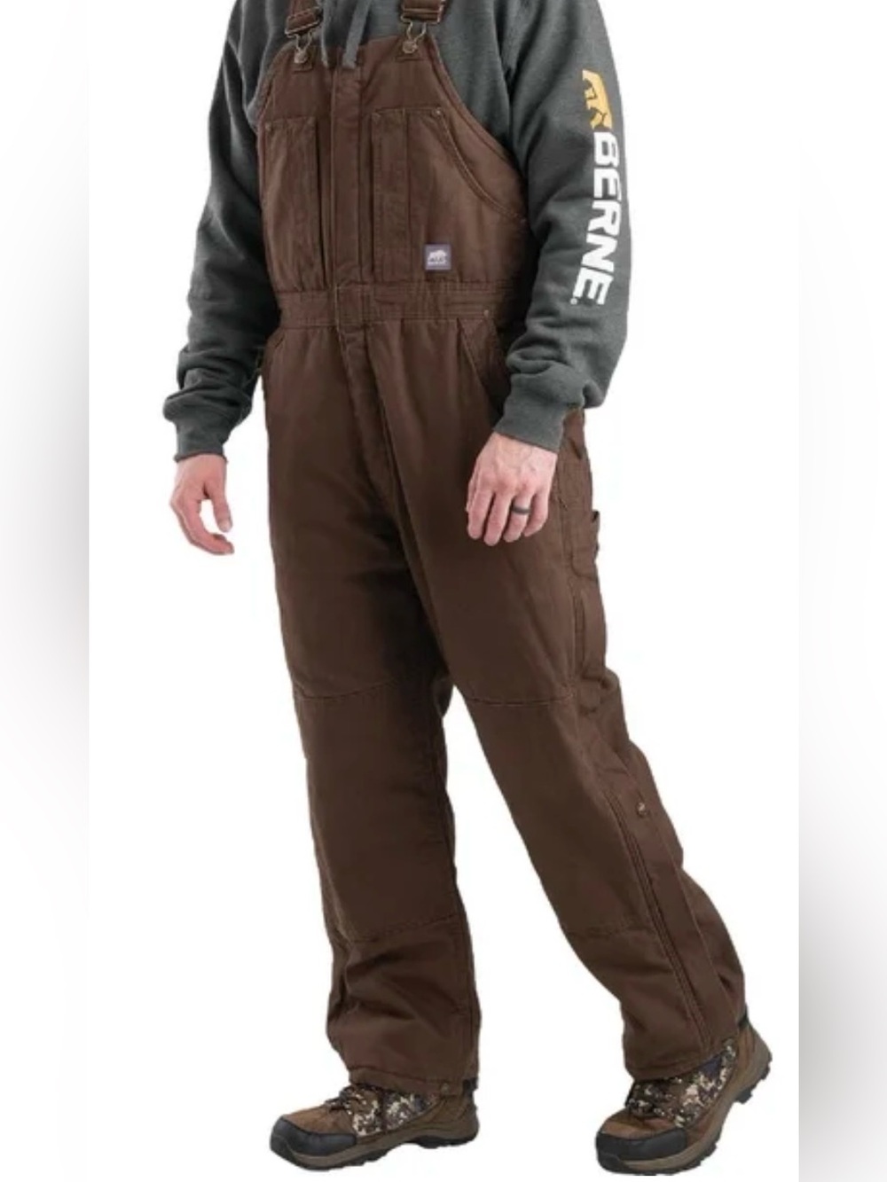 Berne Brown Canvas Durable Gorpcore Utility Workwear Carpenter Overalls 40”x32”